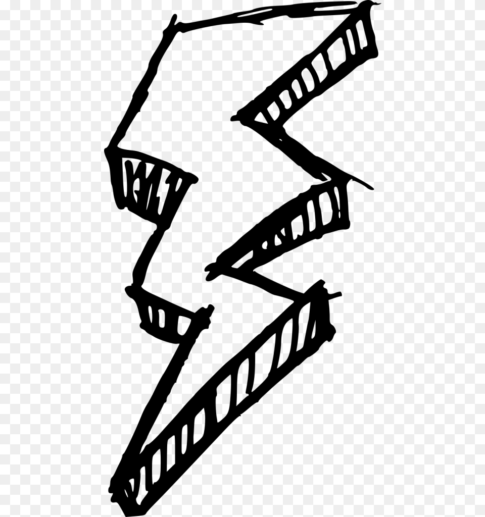 Drawn Lightning Flash, Gray Png