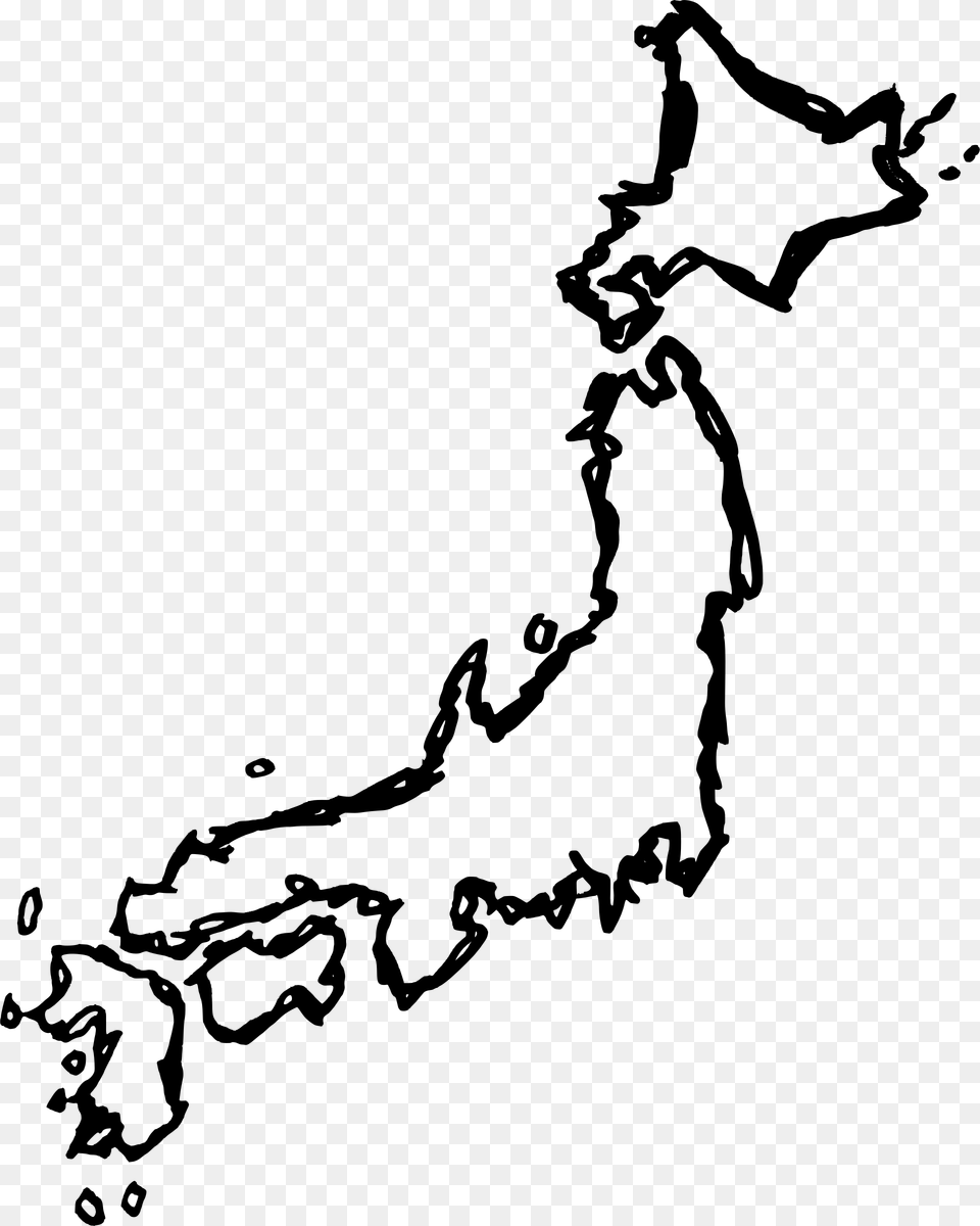 Drawn Map Of Japan Icons, Gray Png