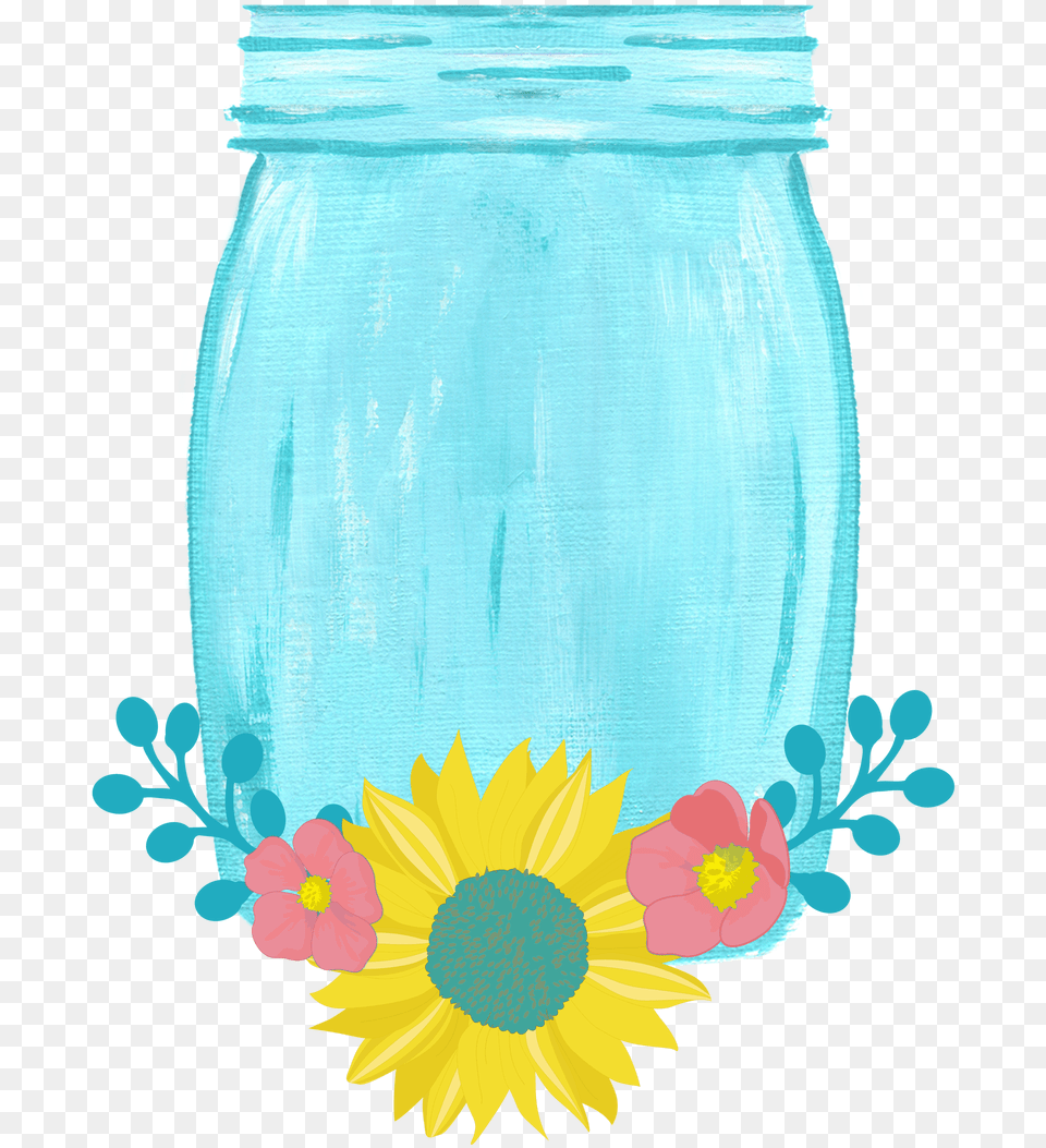 Drawn Mason Jar Sunflower Sunflower, Flower, Plant Free Png Download