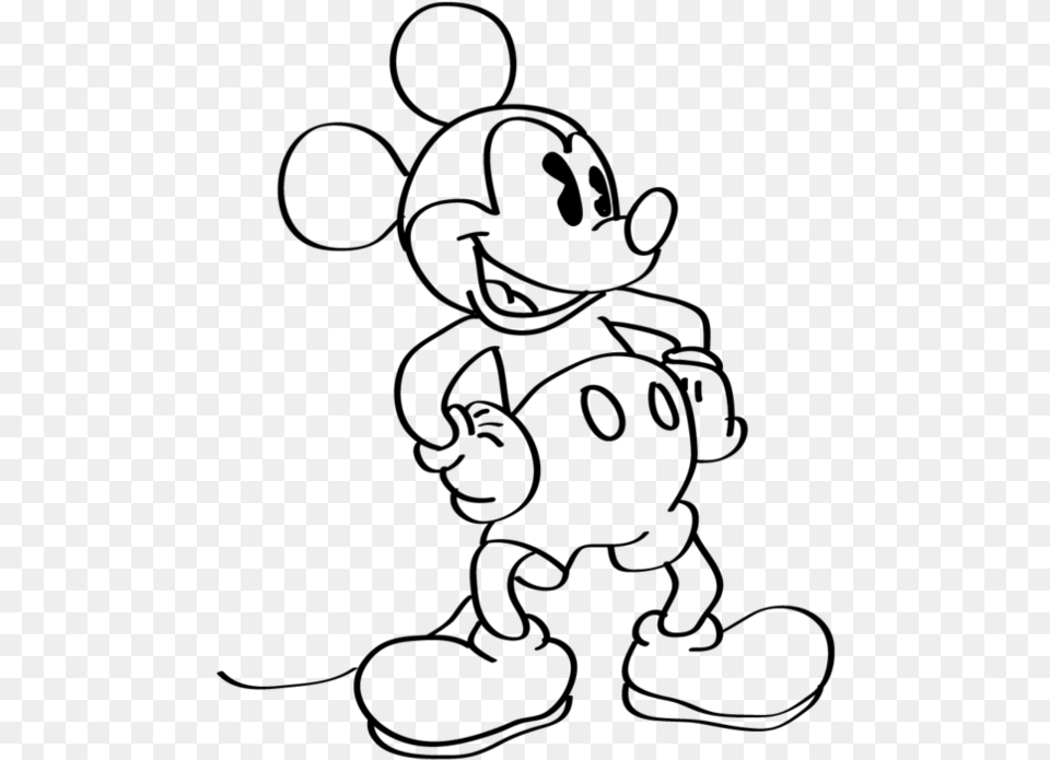 Drawn Mickey Mouse Old Fashioned Mickey Mouse Line Art, Gray Free Png