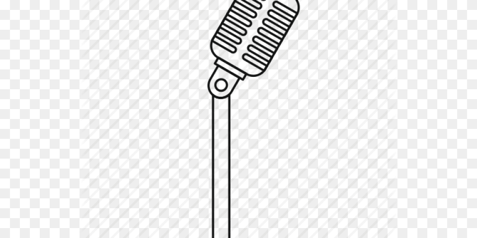Drawn Microphone Radio Microphone Microphone Stand Outline, Electrical Device Png