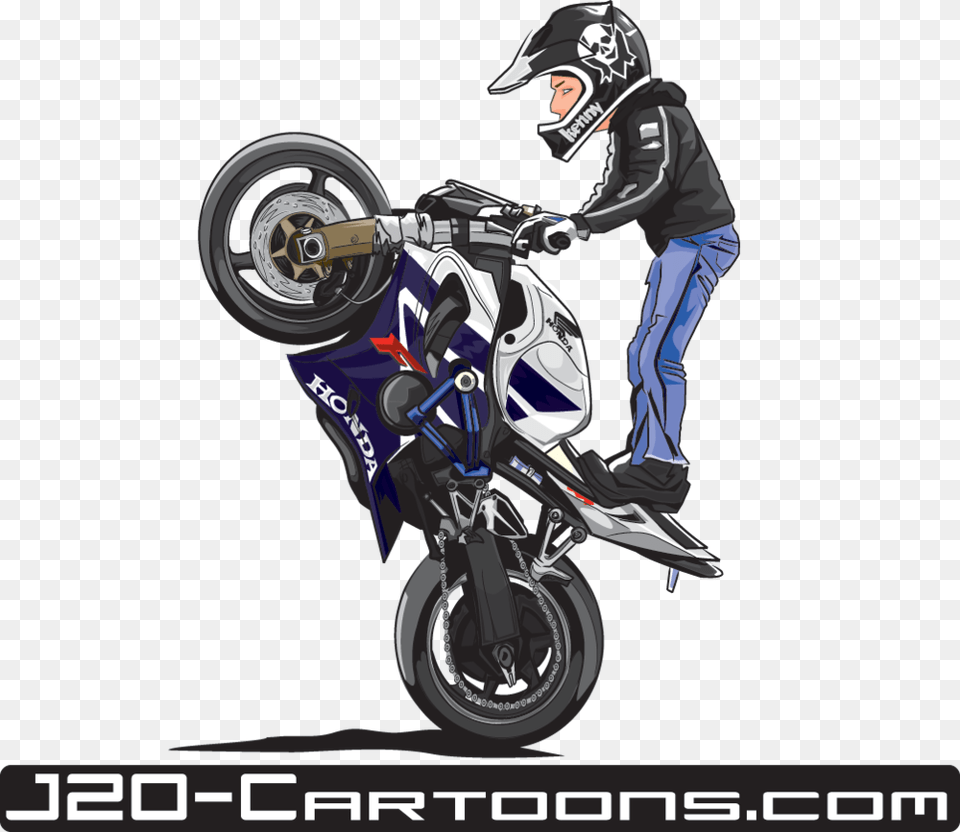 Drawn Motorcycle Bike Stunt Stunt Cartoon, Vehicle, Transportation, Helmet, Clothing Free Png