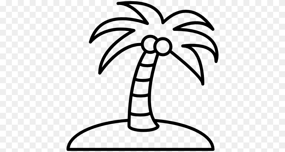 Drawn Palm Tree Black And White, Gray Png