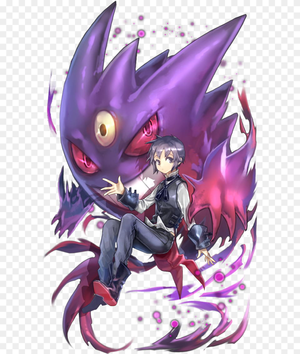 Drawn Pokemon Trainer With A Gengar, Book, Comics, Publication, Person Png Image