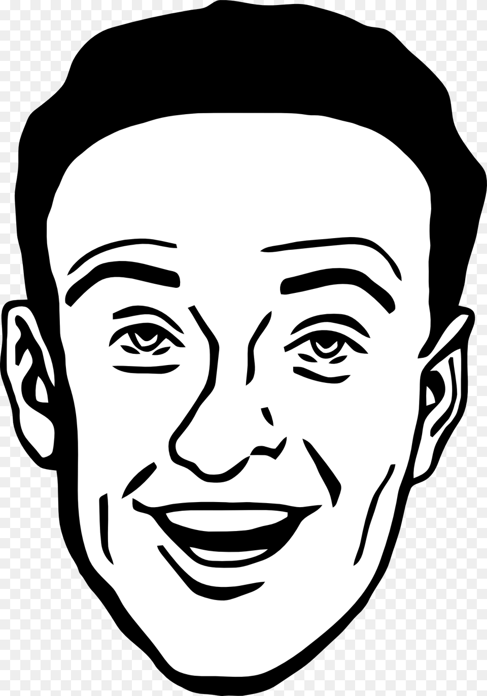 Drawn Portrait Of A Happy Man Mans Face Clip Art, Stencil, Photography, Head, Person Png