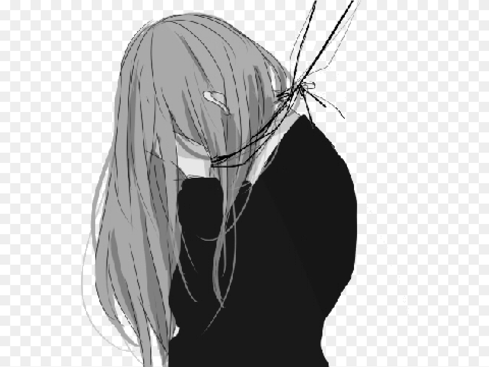 Drawn Sadness Sad Thing De Chicas Anime Tristes Sad Anime Girl Black And White, Book, Comics, Publication, Adult Free Png