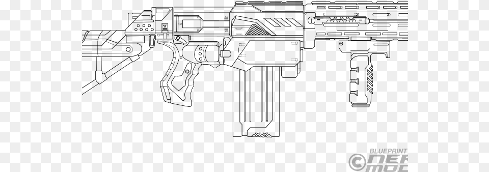 Drawn Sniper Nerf Gun Blueprint By Nerf Mod, Firearm, Rifle, Weapon, Handgun Free Png Download