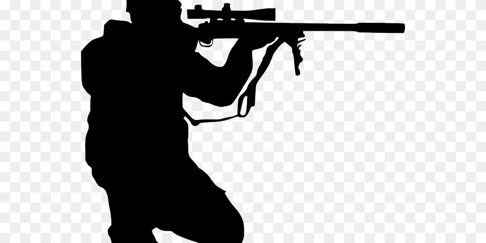 Drawn Snipers Hunting Rifle Silhouette Sniper, Firearm, Gun, Weapon, Kneeling Free Png