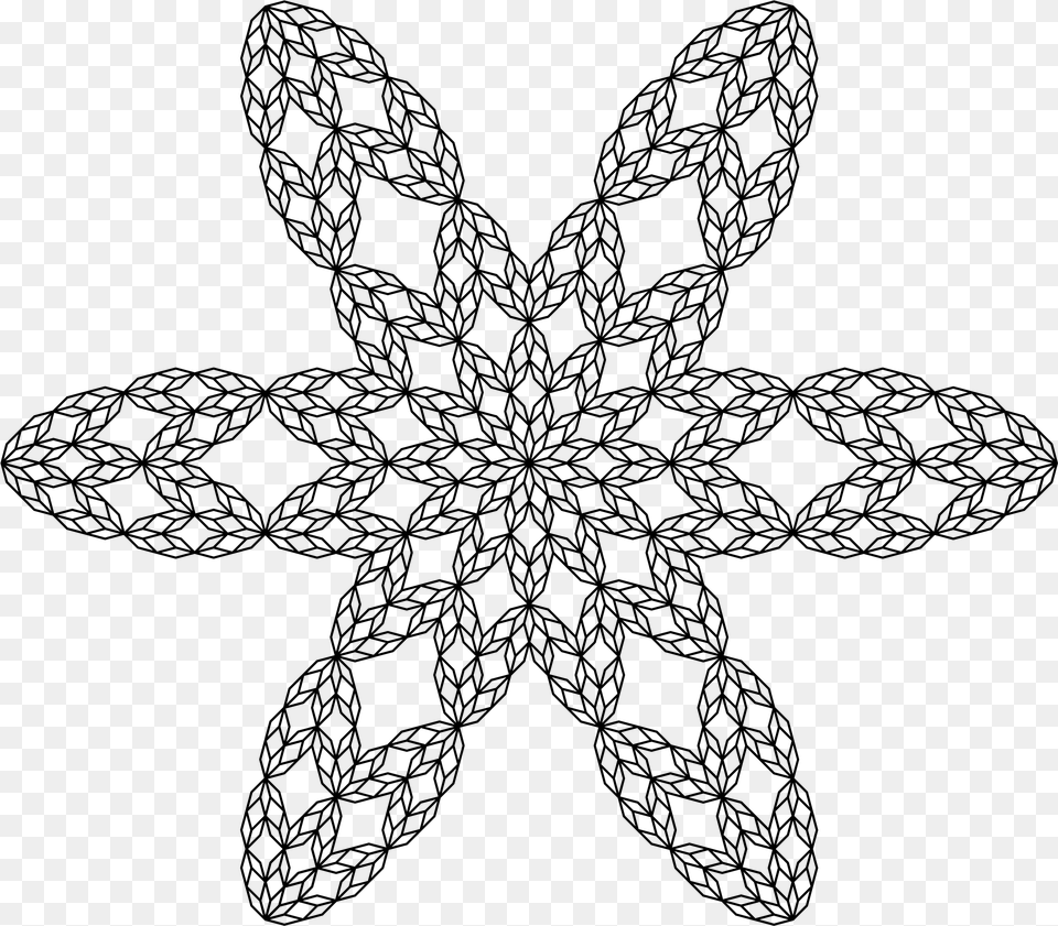 Drawn Snowflake Fractal Line Art, Gray Free Transparent Png