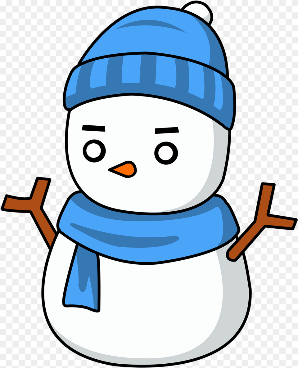 Drawn Snowman Chibi Snowman With Blue Hat, Nature, Outdoors, Winter, Snow Png