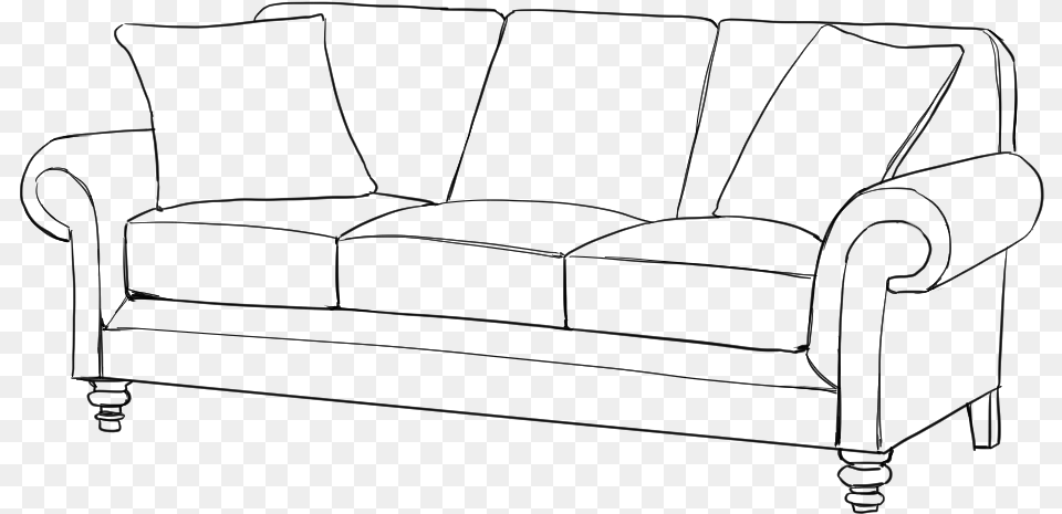 Drawn Sofa Side View Studio Couch, Gray Free Transparent Png