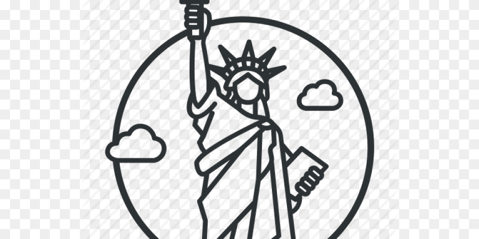 Drawn Statue Of Liberty American, Machine, Spoke, Coil, Rotor Free Transparent Png