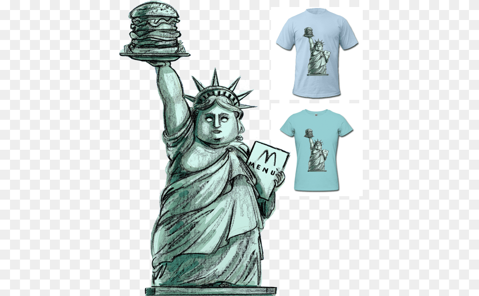Drawn Statue Of Liberty Animated Illustration, Art, Clothing, T-shirt, Adult Free Png