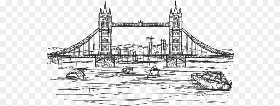 Drawn Statue Of Liberty Tower Bridge Illustration Of Tower Bridge, Arch, Architecture, Art, Drawing Free Png Download