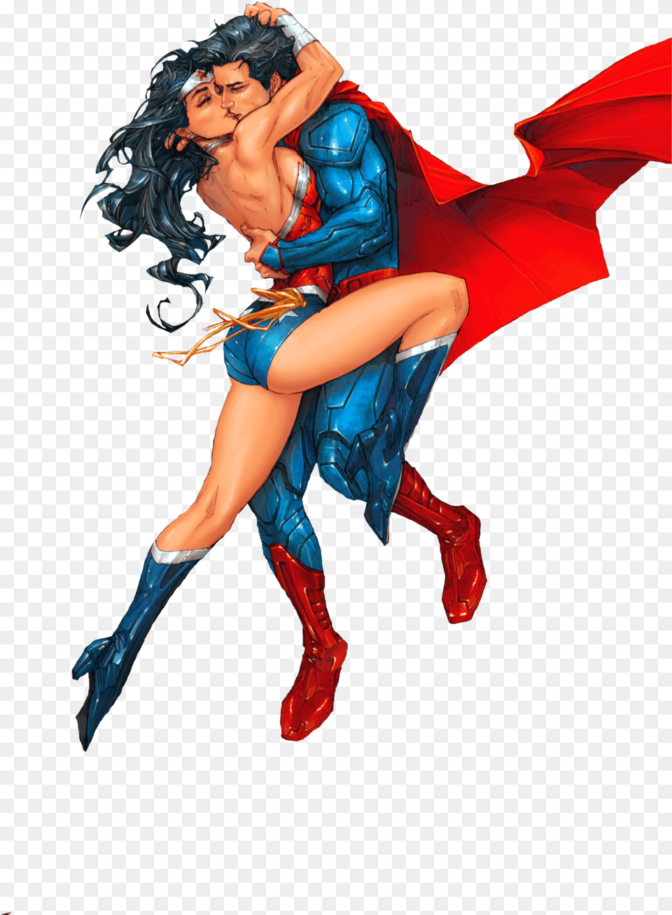 Drawn Superman Kiss Superman And Wonder Woman, Adult, Person, Leisure Activities, Female Free Png