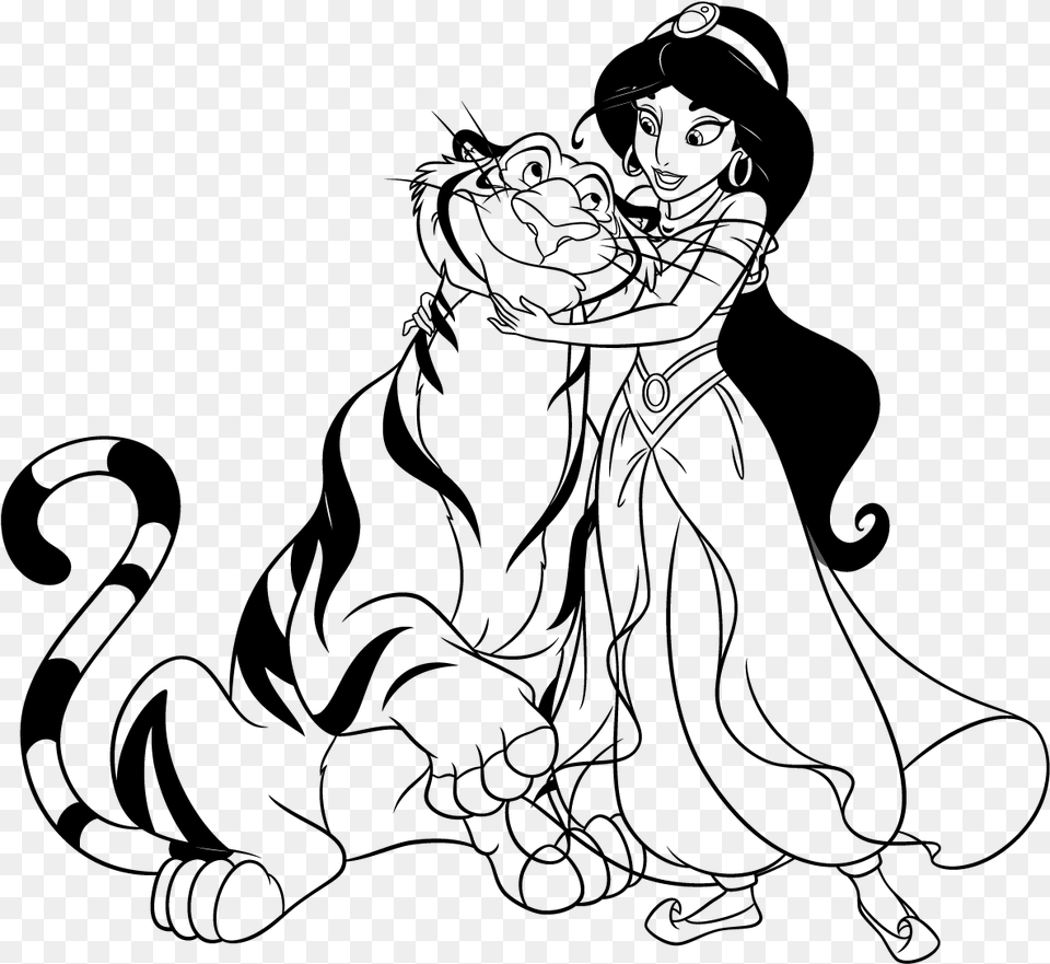 Drawn Tigres Tear Princess Jasmine And Her Tiger Rajah, Nature, Night, Outdoors, Astronomy Png Image