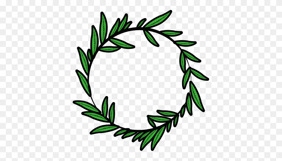 Drawn Wreath Leaf, Green, Plant, Pattern Free Png Download