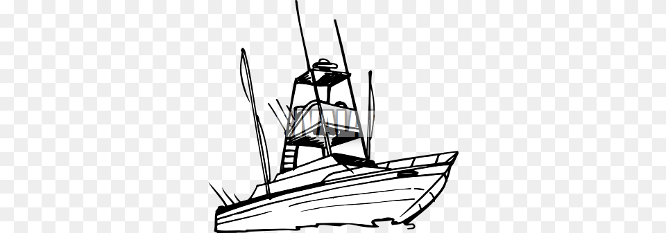 Drawn Yacht Fishing Boat Sport Fishing Boat Silhouette, Vehicle, Transportation, Sailboat, Watercraft Free Png Download