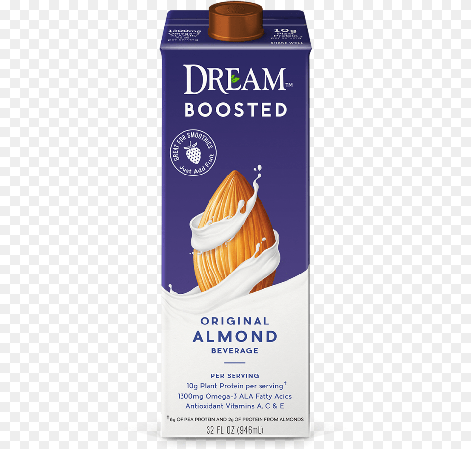 Dream Boosted Original Almond Beverage Dream Boosted Almond Original, Advertisement, Poster, Dessert, Food Free Transparent Png