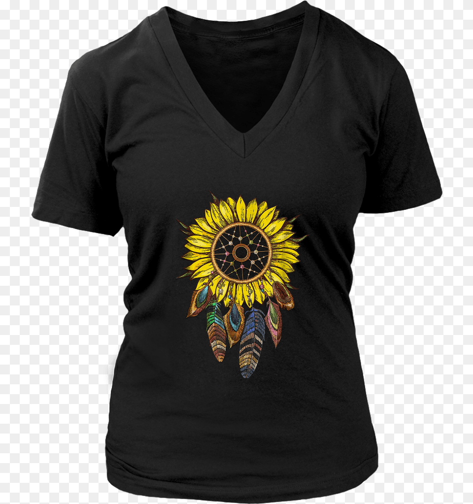 Dream Catcher Sunflower Shirt Keep Calm Watch Od Ladies District Womens V Neck, T-shirt, Clothing, Flower, Plant Free Png Download