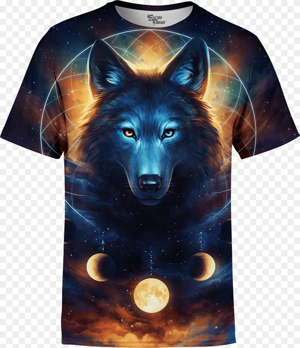 Dream Catcher Wolf Unisex Crew Black Wolf Dream Catcher, T-shirt, Clothing, Animal, Mammal Free Png