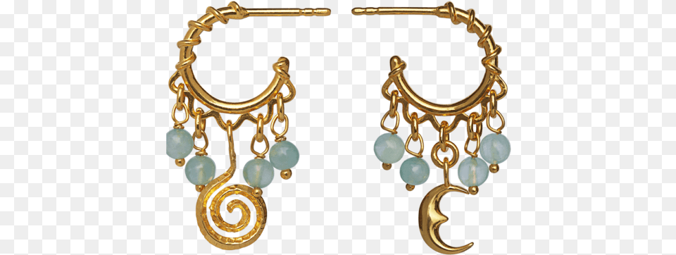 Dreamcather Aquamarine Spiral Moon Maanesten Dreamcatcher Confidence Earrings, Accessories, Earring, Jewelry, Gold Png