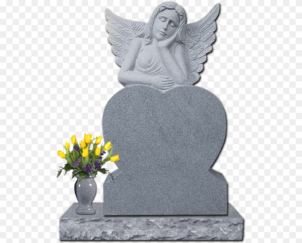 Dreaming Angel Heart Gray Headstone, Tomb, Plant, Flower, Flower Arrangement Png