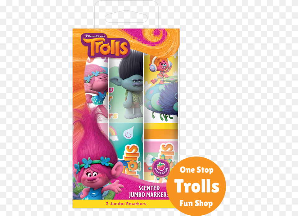 Dreamworks Trolls Jumbo Smarkers Animal Figure, Advertisement, Poster, Baby, Person Free Transparent Png