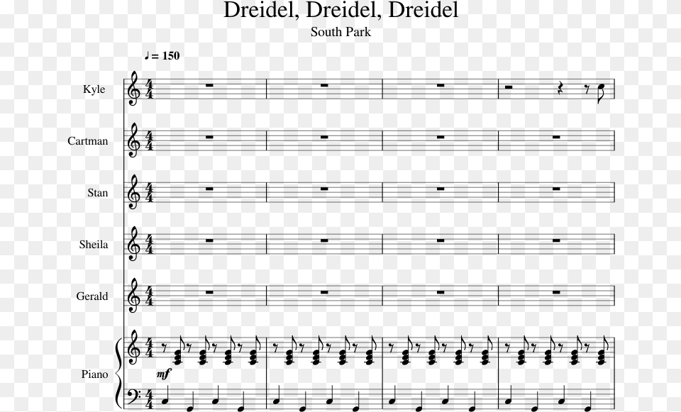 Dreidel Dreidel Dreidel Sheet Music For Piano Harmonica Music, Gray Free Transparent Png