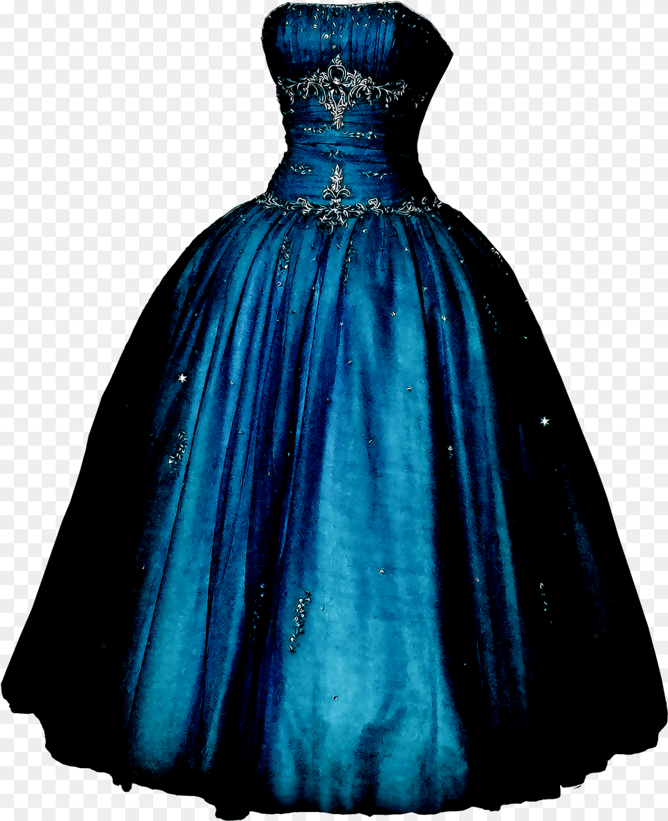 Dress Blue Transparent Cinderella Gown, Clothing, Evening Dress, Fashion, Formal Wear Free Png Download