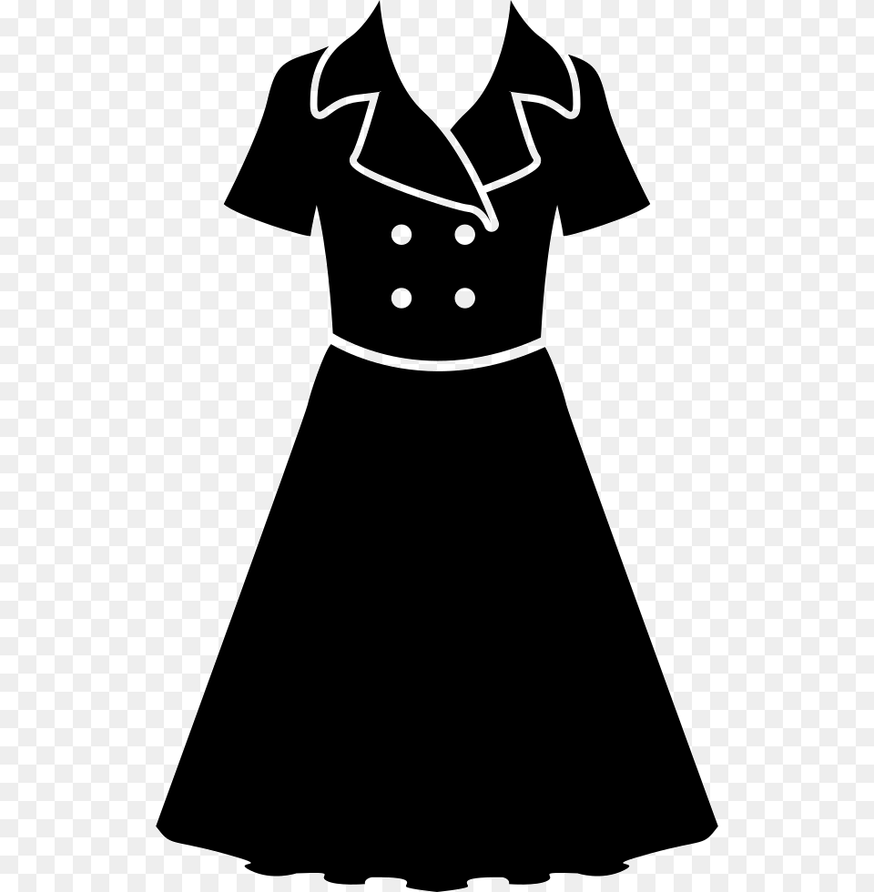 Dress Of Vintage Black Design Style Fashion Clothes Clipart Black And White, Clothing, Stencil, Adult, Female Png Image