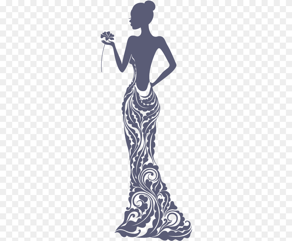 Dress Silhouette Drawing Evening Gown Elegant Black Woman Silhouette, Person, Back, Body Part, Clothing Png Image