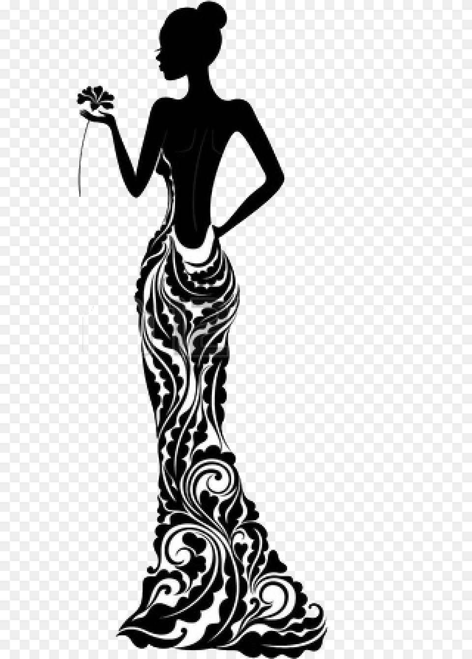 Dress Silhouette Fashion Stock Photography Elegant Black Woman Silhouette, Clothing, Adult, Wedding, Person Free Png