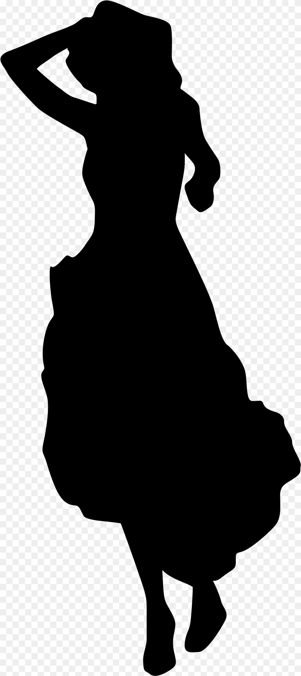 Dress Silhouette Woman Clip Art Girl In Dress Silhouette, Gray Png Image