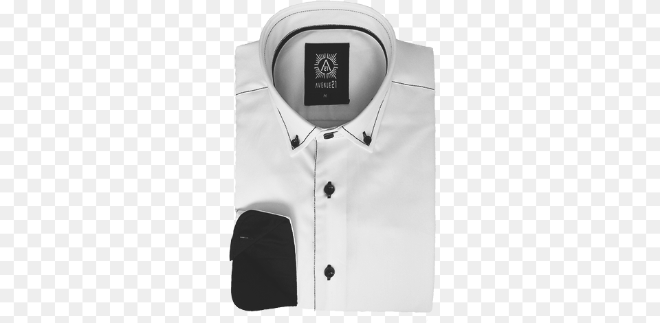 Dress To Impress With This Long Sleeves European Ave21 White Dress Shirt With Black Stitching, Clothing, Dress Shirt, Adult, Male Free Png