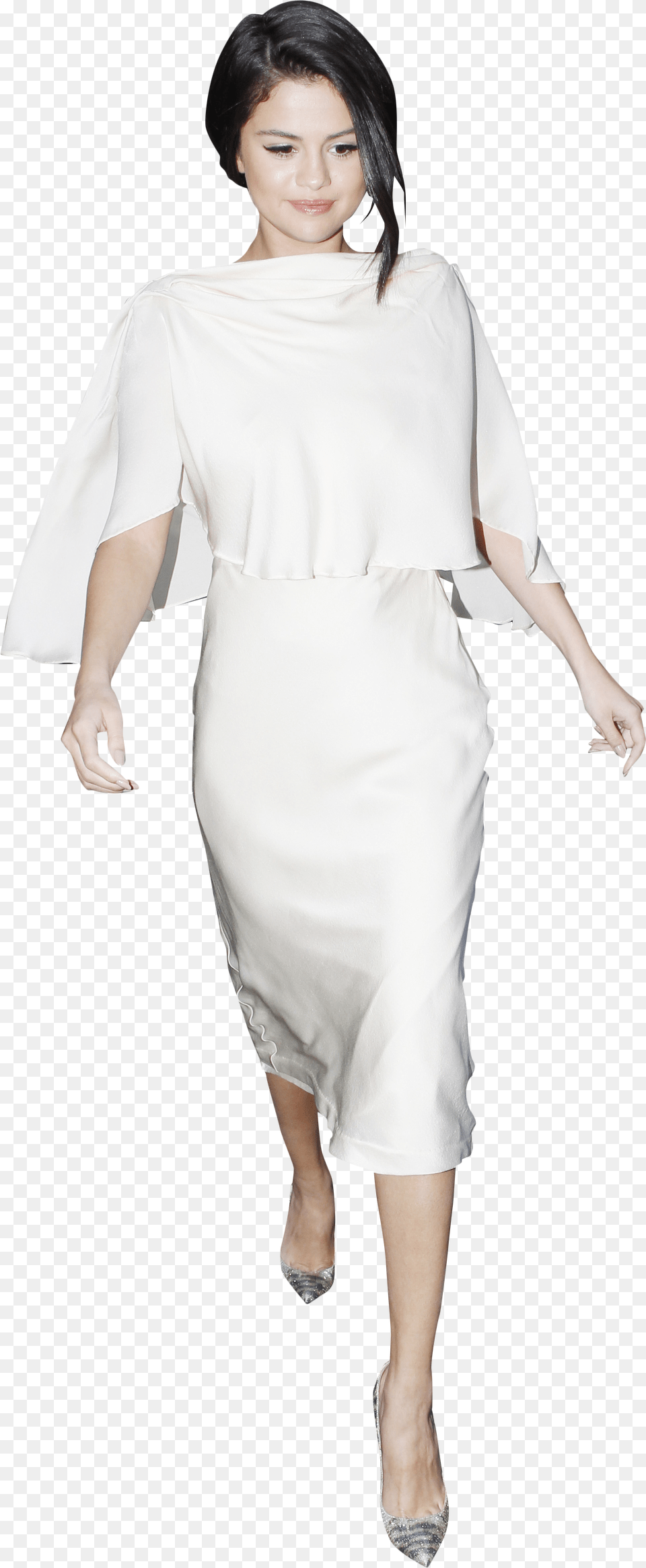 Dress White Selena Gomez, Adult, Sleeve, Person, Long Sleeve Png