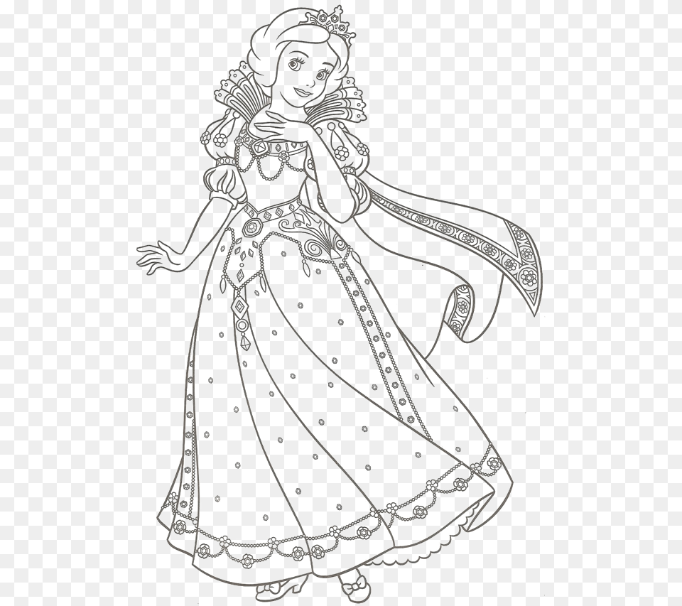 Dresses Coloring Pages Princess Snow White Line Drawing, Hardware, Electronics, Wedding, Person Free Png
