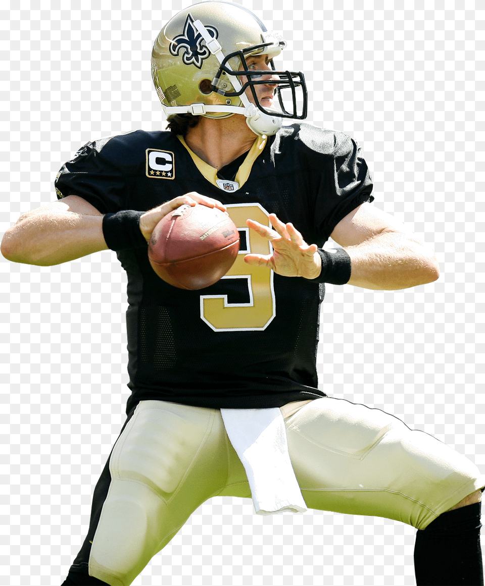 Drew Brees Drew Brees No Background, Helmet, Playing American Football, Person, Sport Free Png Download