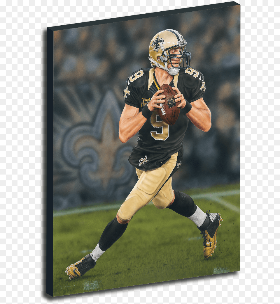 Drew Brees New Orleans Saints 30x40 Original Acrylic, Helmet, Person, People, Playing American Football Png