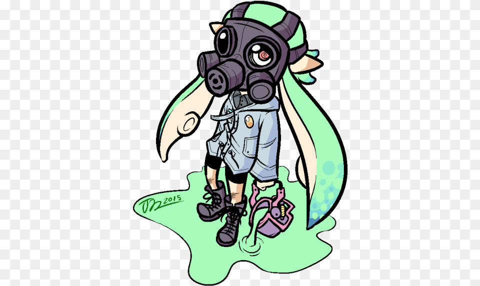 Drew My Squid Kid Splatoon Gas Mask Art, Baby, Person, Clothing, Footwear Png Image