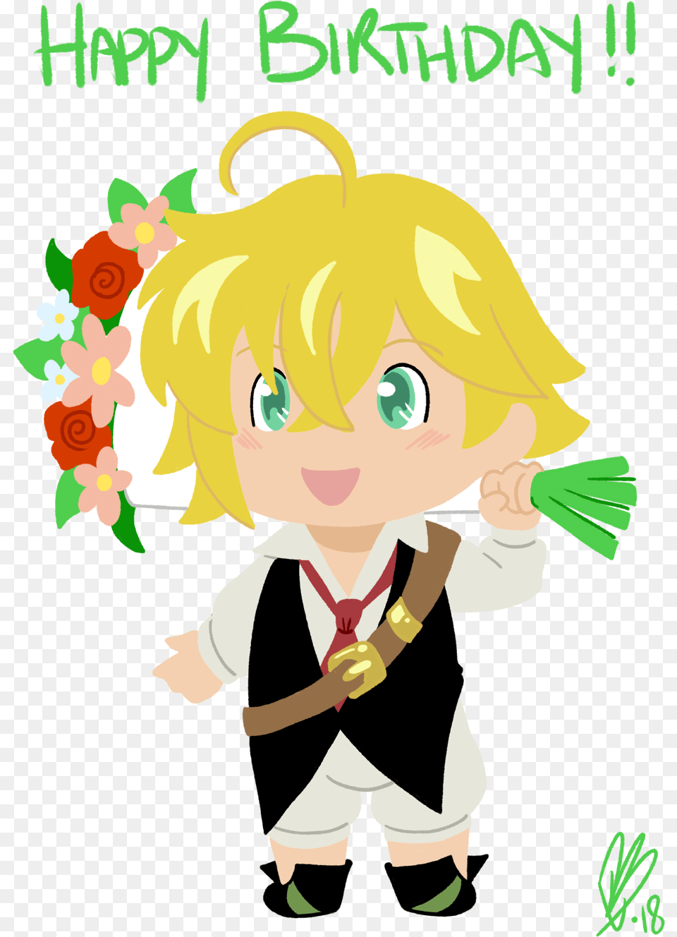 Drew This For A Friend S Birthday Some Good Ol Happy Birthday From Meliodas, Book, Comics, Publication, Baby Free Transparent Png