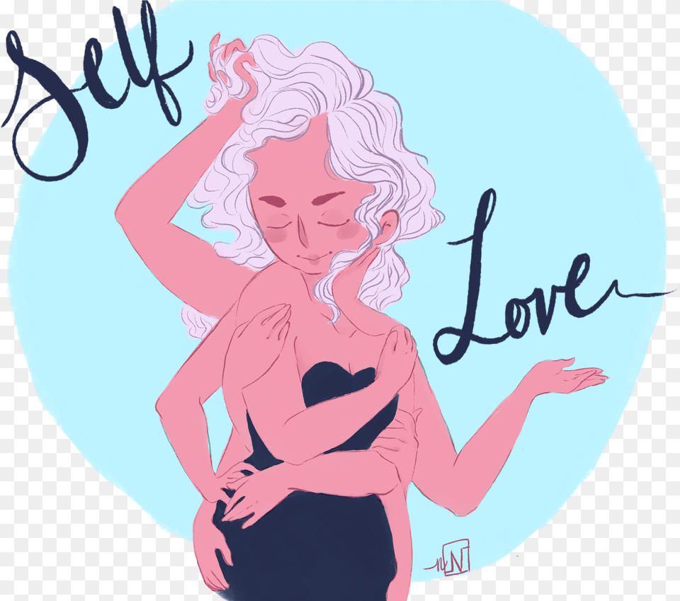 Dribbble Selflovepng By Nicki Newell Woman Self Love Cartoon, Publication, Baby, Book, Person Free Png Download