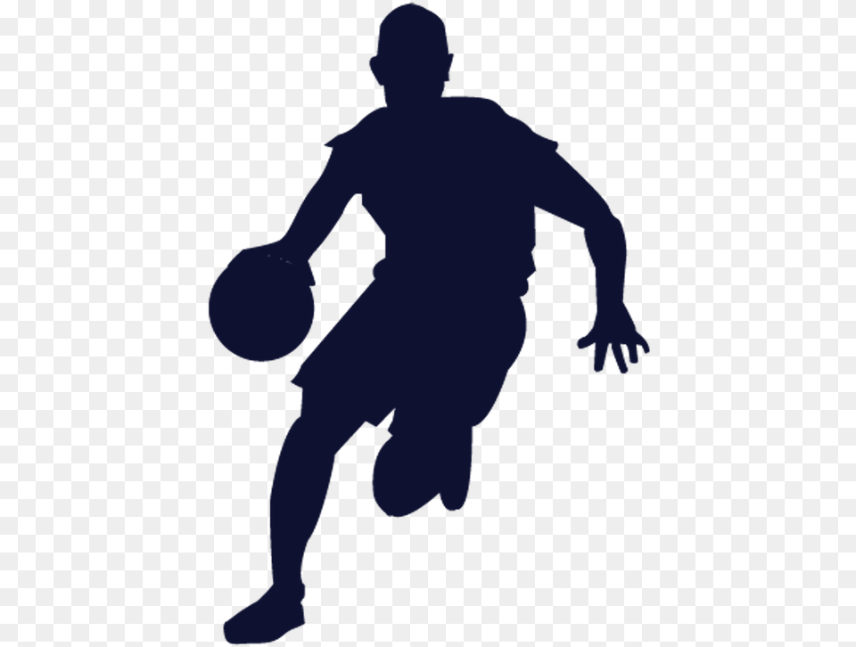 Dribbling Basketball Player Silhouette Silhouette Basketball Clipart, Adult, Male, Man, Person Free Png