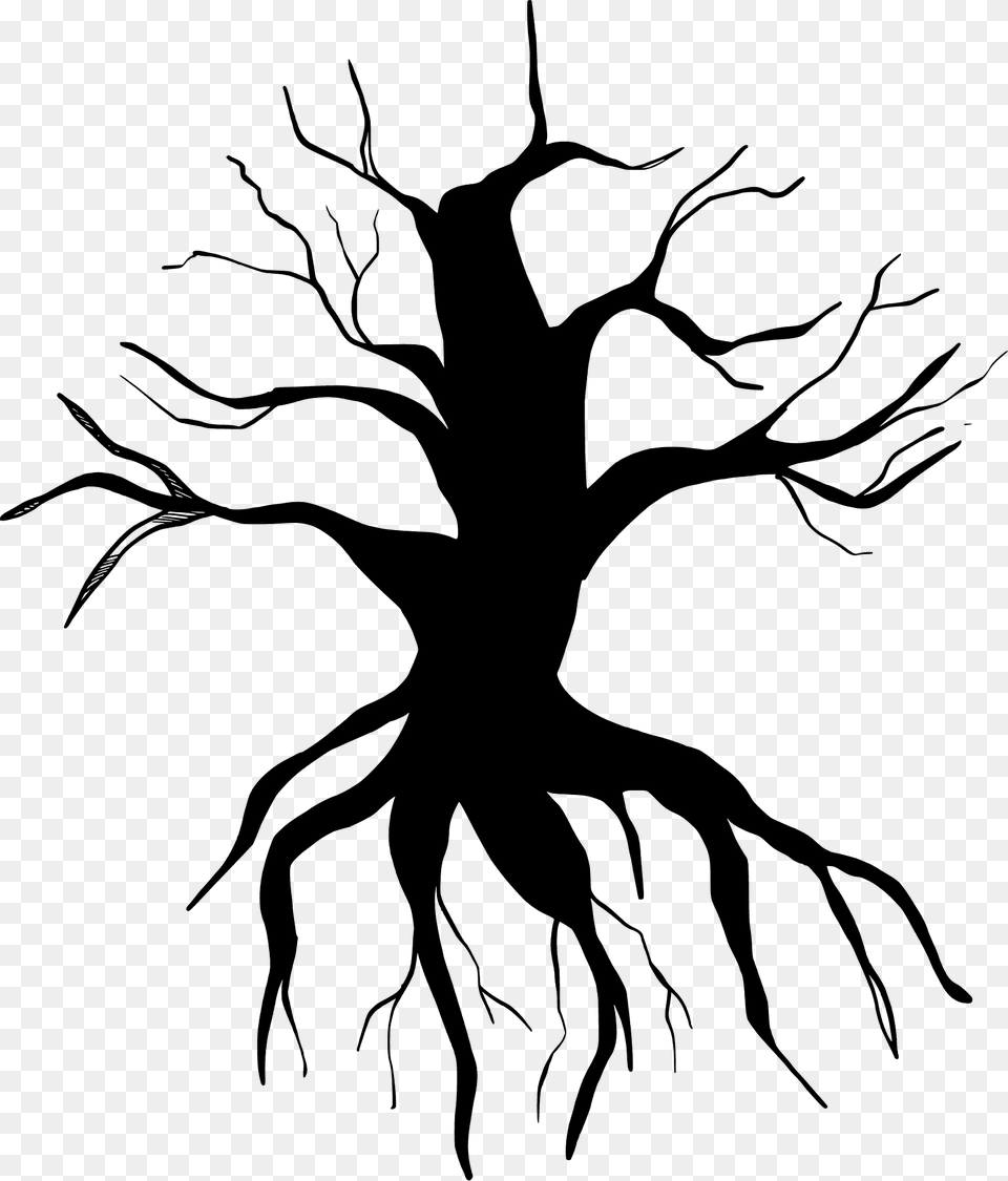 Dried Up Tree With Roots Silhouette, Animal, Kangaroo, Mammal Png