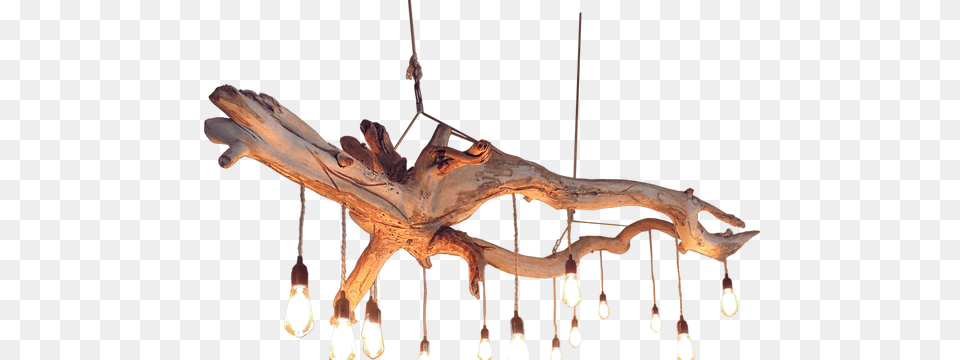 Driftwood Chandelier, Wood, Lamp Png