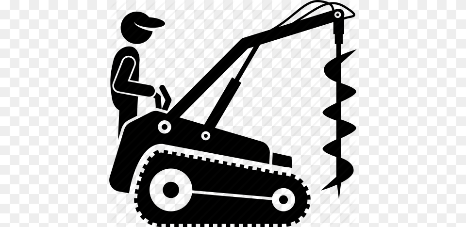 Drill Earth Auger Drill Earthwork Groundwork Landscaping, Grass, Lawn, Plant, Device Free Png Download