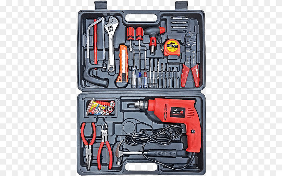 Drill Machine Image Tool Box With Drill, Device, Power Drill Free Png Download