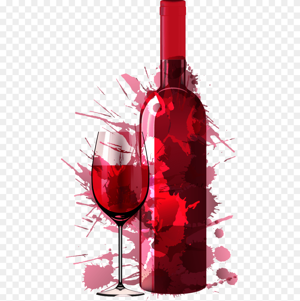 Drink Creative Dinner Vector Party Painting Red Clipart Red Wine Bottle, Alcohol, Beverage, Liquor, Red Wine Free Transparent Png