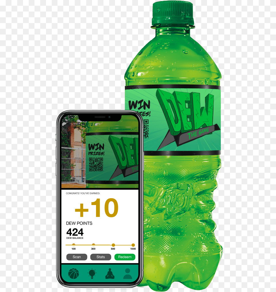 Drink Dew And Scan The Bottles For Points Mountain Dew Zero Sugar, Bottle, Shaker, Qr Code, Beverage Png