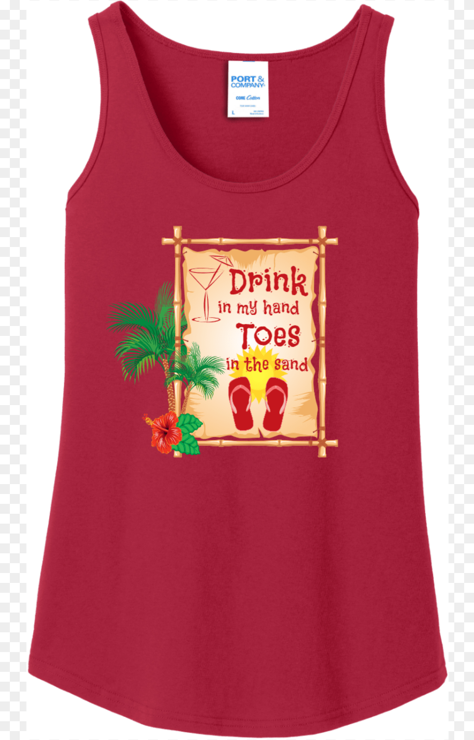 Drink In My Hand Toes In The Sand Tank Top Red Port Active Tank, Clothing, Tank Top, Blouse, T-shirt Free Png Download